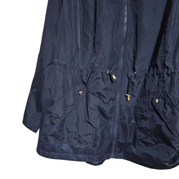 Catherines Navy Hooded Lightweight Jacket Womens Plus Size 3X Drawstring Waist - Picture 5 of 7